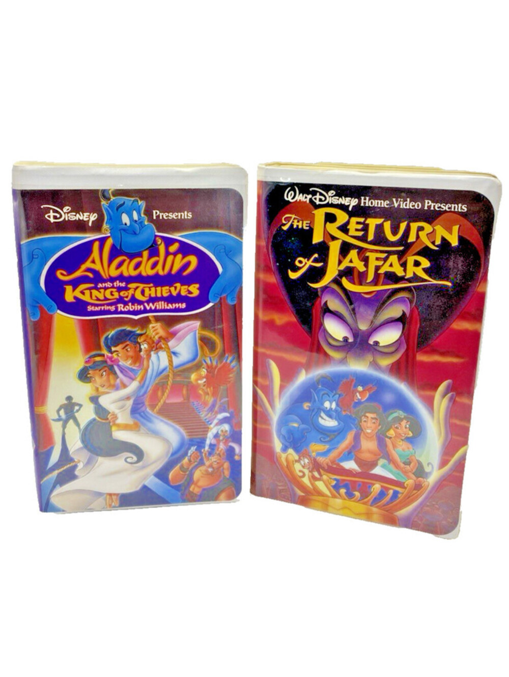 VTG Disney Aladdin VHS Tapes Lot King Of Thieves + Return Of Jafar Clamshell